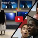 The Girl from “The Ring” Climbs Out of a TV at an Electronics Store